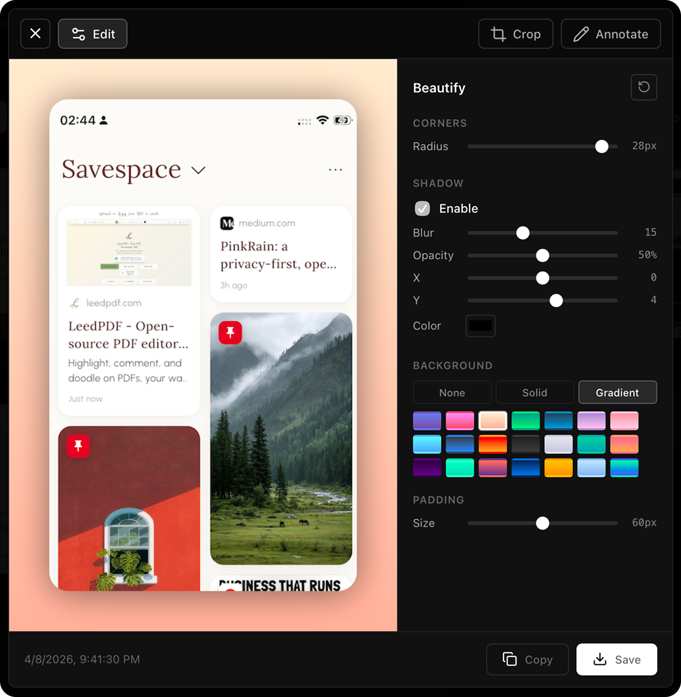Granular beautification control